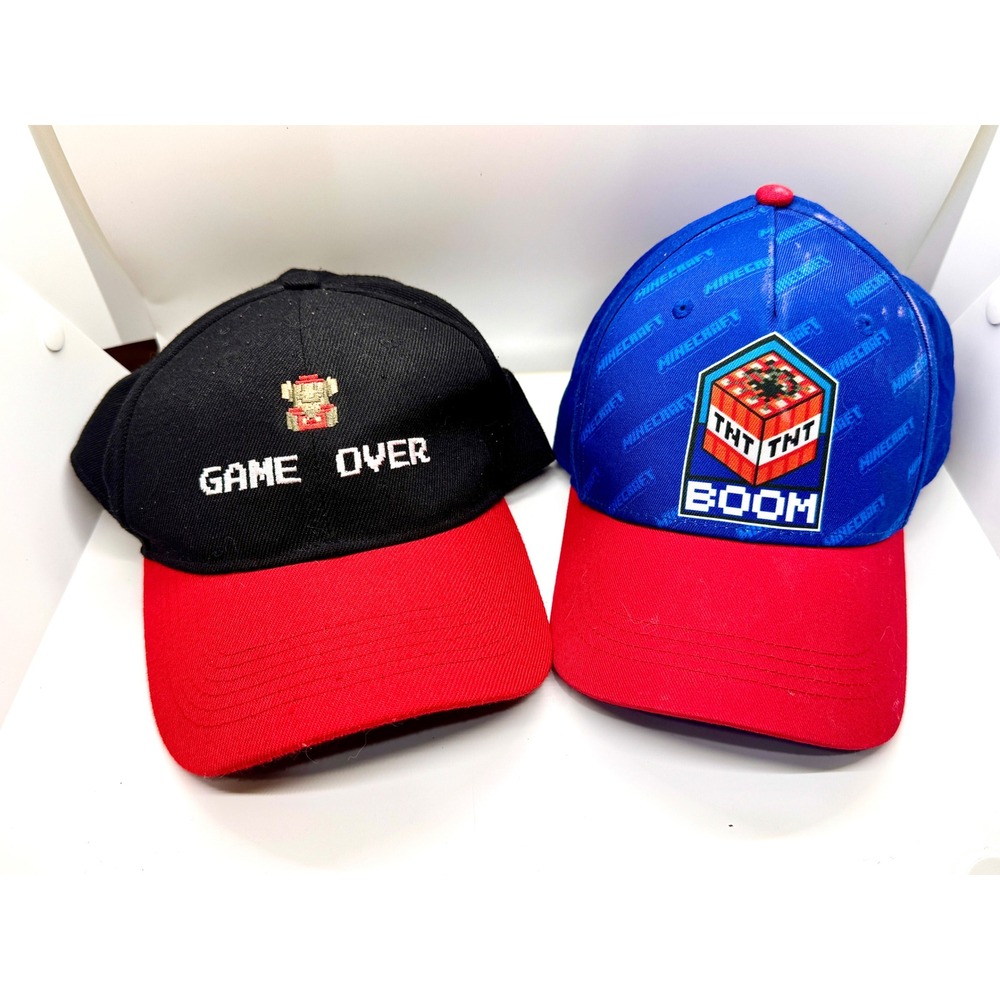 Super Mario Bros Minecraft Youth Hats Bundle Game Over TNT Boom Gamer Caps OSFM